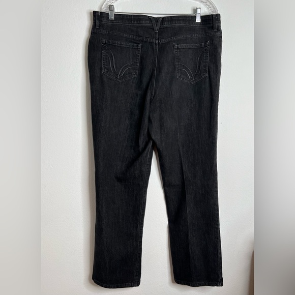 Gloria Vanderbilt Straight Leg Jeans Women's 18 Average Black 5-Pocket High Rise - Picture 2 of 10
